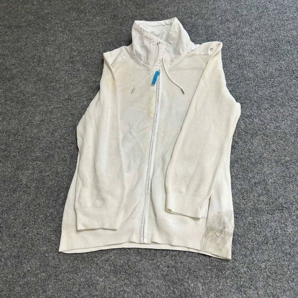 Lauren Ralph Lauren Cardigan Womens Size L White Full Zip Waffle Knit Cotton